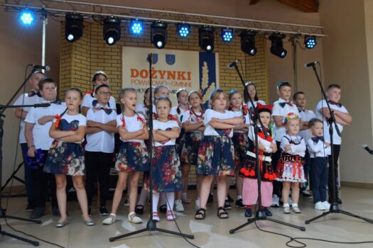 Dziecięco - Młodzieżowy Zespół Wokalny "Hanecki" na scenie amfiteatru w Mircu